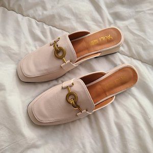 Buckled  Nude Mules